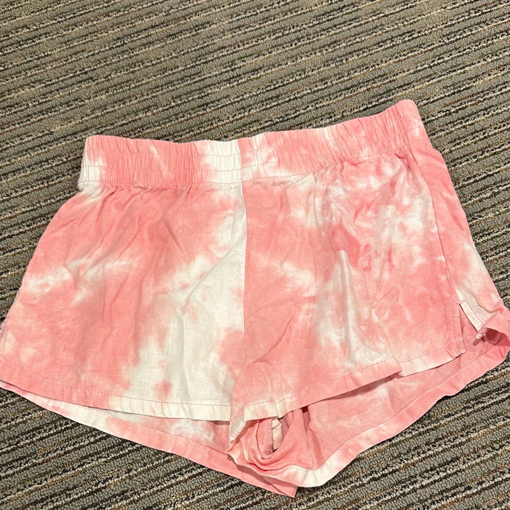 Pacsun Pink and White Tie-Dye Athletic Shorts